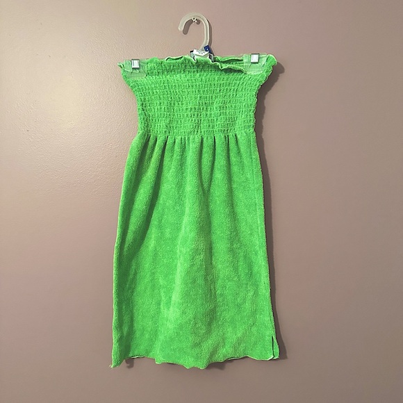Kowah Other - y2k 90s vintage Kowah brand lime green terry cloth strapless cover up dress